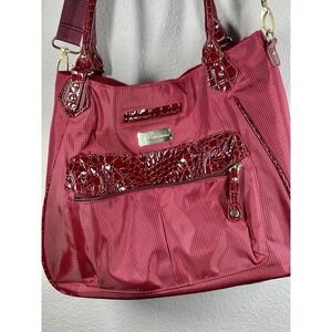 Samantha Brown Croc Embossed Tote 4 Pc set Red Travel Used Once! Purse Handbag